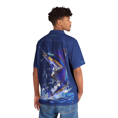 Men's Hawaiian Style, Sailfish Boating Shirt for Summer Comfort