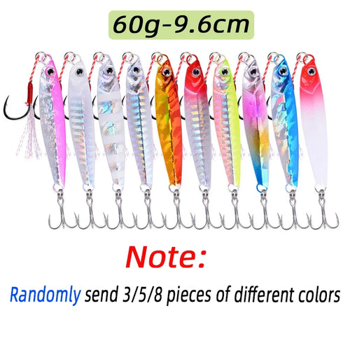 3/5/8pcs Metal Jig Fishing Lure Set 7g to 40g for All Waters
