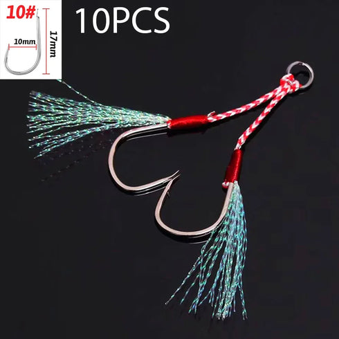 10PCS/Lot Cast Jig Assist Hook High Carbon Steel for Effective Fishing