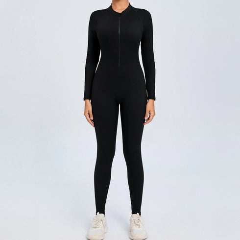 Women's Open Back Outdoor BodySuit, Front Zip Long Sleeve Bodysuit for Ultimate Comfort and Flexibility Outdoors