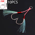 10PCS/Lot Cast Jig Assist Hook High Carbon Steel for Effective Fishing