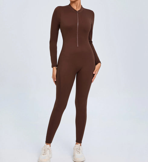 Women's Open Back Outdoor BodySuit, Front Zip Long Sleeve Bodysuit for Ultimate Comfort and Flexibility Outdoors