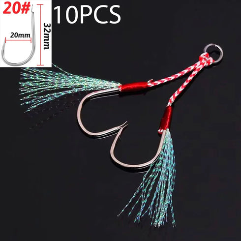 10PCS/Lot Cast Jig Assist Hook High Carbon Steel for Effective Fishing