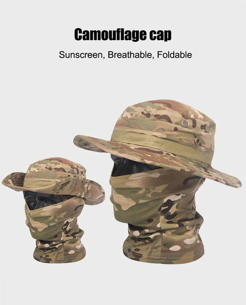 Camouflage Boonie Cap Balaclava Hat Suit for Outdoor Comfort and Sun Protection