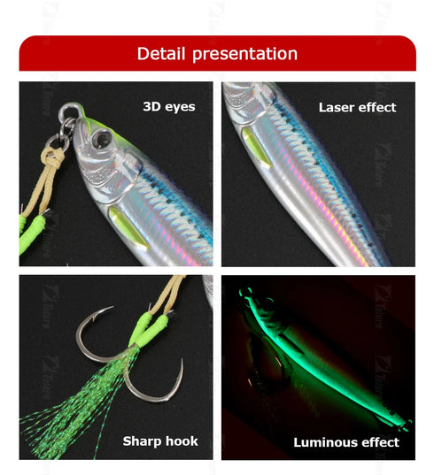 Fast Sinking Jig for Quick and Effective Fishing with Glowing Luminous Effect