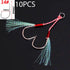 10PCS/Lot Cast Jig Assist Hook High Carbon Steel for Effective Fishing