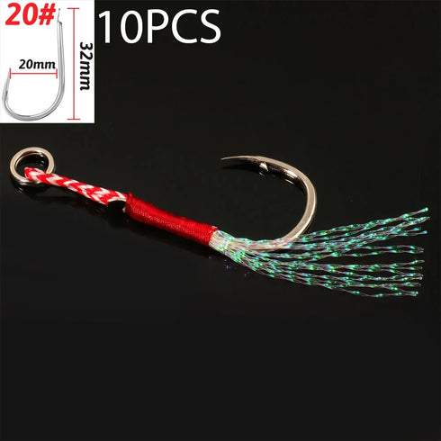 10PCS/Lot Cast Jig Assist Hook High Carbon Steel for Effective Fishing