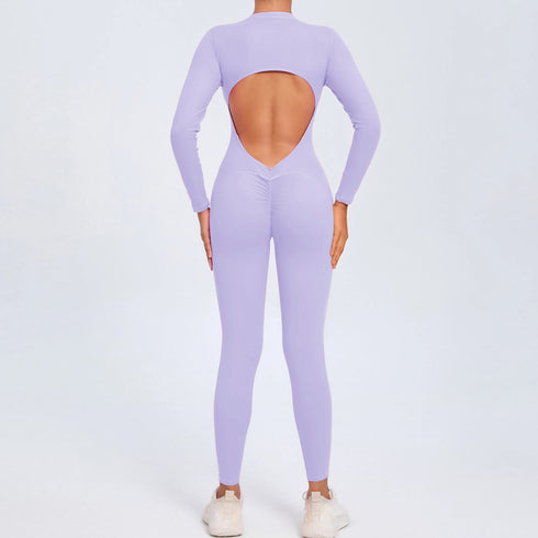 Women's Open Back Outdoor BodySuit, Front Zip Long Sleeve Bodysuit for Ultimate Comfort and Flexibility Outdoors
