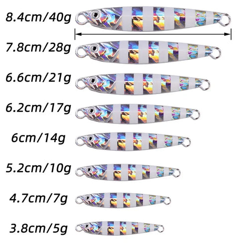 3/5/8pcs Metal Jig Fishing Lure Set 7g to 40g for All Waters