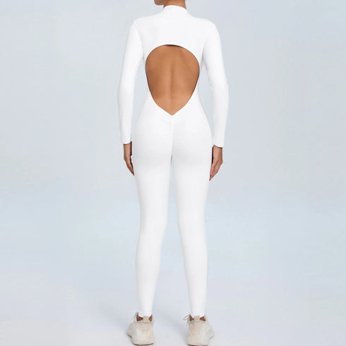 Women's Open Back Outdoor BodySuit, Front Zip Long Sleeve Bodysuit for Ultimate Comfort and Flexibility Outdoors