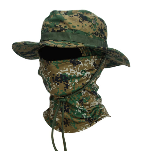 Camouflage Boonie Cap Balaclava Hat Suit for Outdoor Comfort and Sun Protection