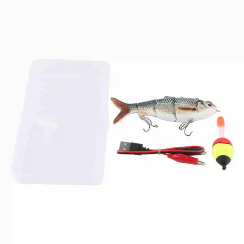 Robotic Swimming Lure Multi Jointed Rechargeable Electric Fishing Lure with Green LED Light for Night Fishing