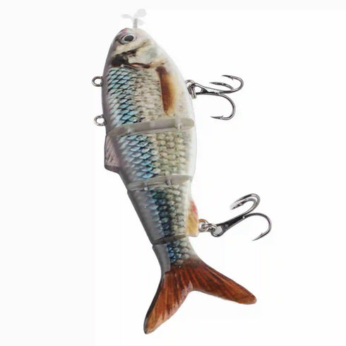 Robotic Swimming Lure Multi Jointed Rechargeable Electric Fishing Lure with Green LED Light for Night Fishing