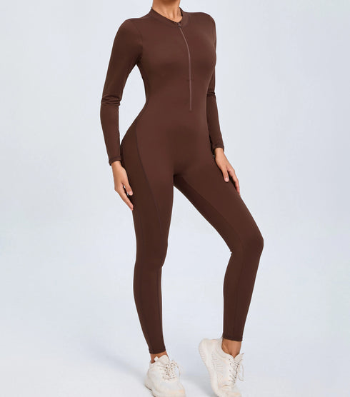 Women's Open Back Outdoor BodySuit, Front Zip Long Sleeve Bodysuit for Ultimate Comfort and Flexibility Outdoors
