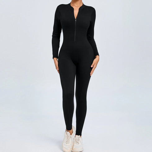 Women's Open Back Outdoor BodySuit, Front Zip Long Sleeve Bodysuit for Ultimate Comfort and Flexibility Outdoors