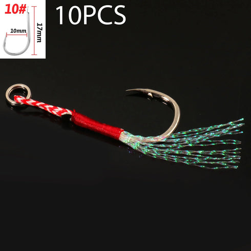 10PCS/Lot Cast Jig Assist Hook High Carbon Steel for Effective Fishing