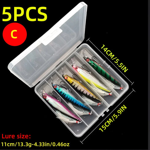 5pcs/Box Laser 3D Eyes Bionic Minnow Fishing Lure 13.3g for Ultimate Catch Success