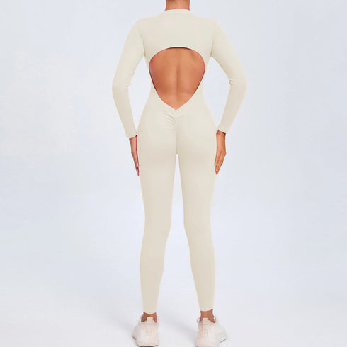 Women's Open Back Outdoor BodySuit, Front Zip Long Sleeve Bodysuit for Ultimate Comfort and Flexibility Outdoors