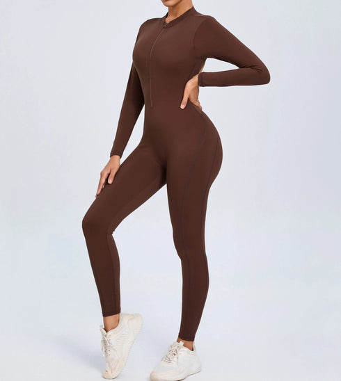 Women's Open Back Outdoor BodySuit, Front Zip Long Sleeve Bodysuit for Ultimate Comfort and Flexibility Outdoors