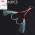 10PCS/Lot Cast Jig Assist Hook High Carbon Steel for Effective Fishing