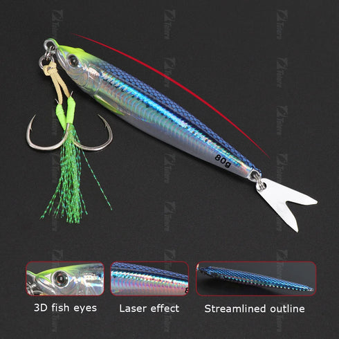 Fast Sinking Jig for Quick and Effective Fishing with Glowing Luminous Effect