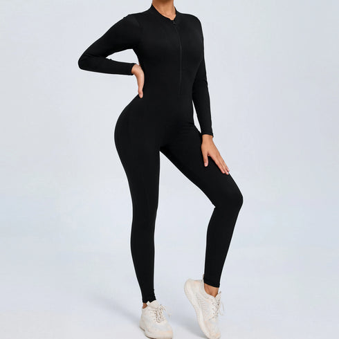 Women's Open Back Outdoor BodySuit, Front Zip Long Sleeve Bodysuit for Ultimate Comfort and Flexibility Outdoors