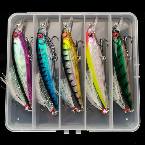 5pcs/Box Laser 3D Eyes Bionic Minnow Fishing Lure 13.3g for Ultimate Catch Success