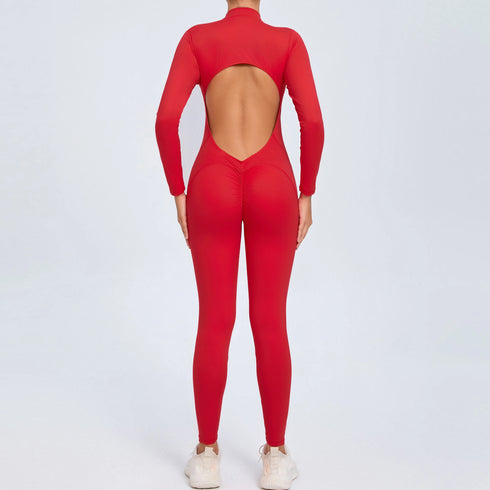 Women's Open Back Outdoor BodySuit, Front Zip Long Sleeve Bodysuit for Ultimate Comfort and Flexibility Outdoors