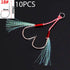 10PCS/Lot Cast Jig Assist Hook High Carbon Steel for Effective Fishing
