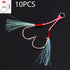 10PCS/Lot Cast Jig Assist Hook High Carbon Steel for Effective Fishing
