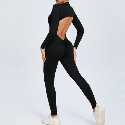 Women's Open Back Outdoor BodySuit, Front Zip Long Sleeve Bodysuit for Ultimate Comfort and Flexibility Outdoors
