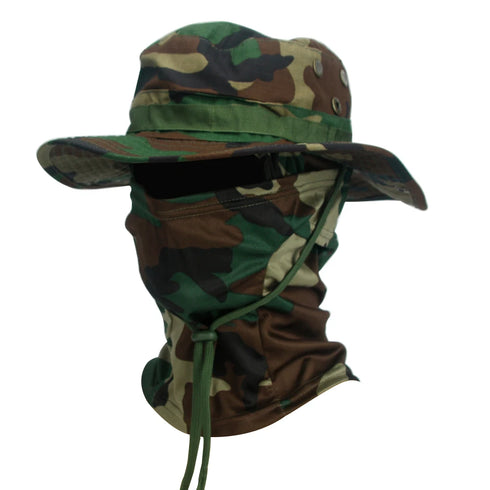 Camouflage Boonie Cap Balaclava Hat Suit for Outdoor Comfort and Sun Protection