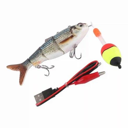 Robotic Swimming Lure Multi Jointed Rechargeable Electric Fishing Lure with Green LED Light for Night Fishing