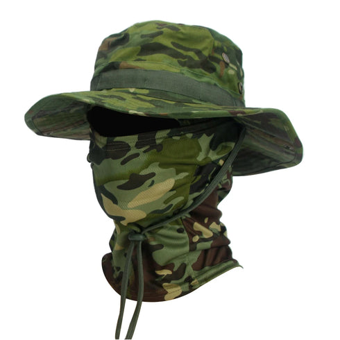 Camouflage Boonie Cap Balaclava Hat Suit for Outdoor Comfort and Sun Protection