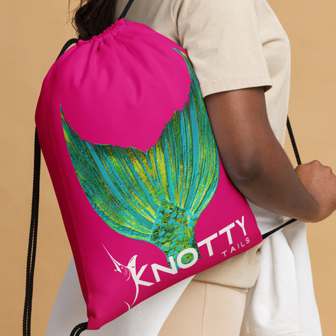 Vibrant Pink Mermaid Tail Drawstring Bag for Active Lifestyle - Stylish, Durable, and Versatile!