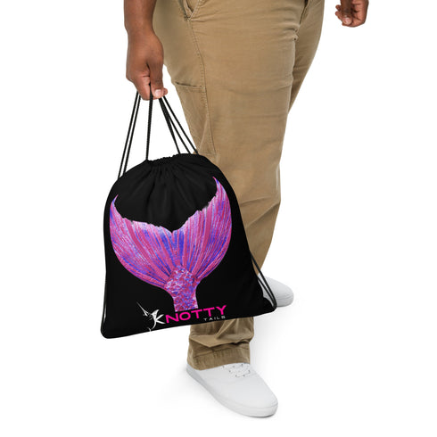 Stylish Mermaid Tail in Black Gym Backpack with Drawstring for Effortless Sporty Chic