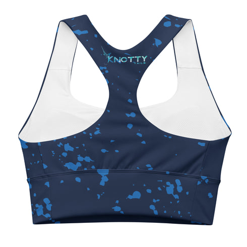 Knottytails Blue Mahi-mahi Longline Sports Bra for Workouts - Ultimate Support and Comfort