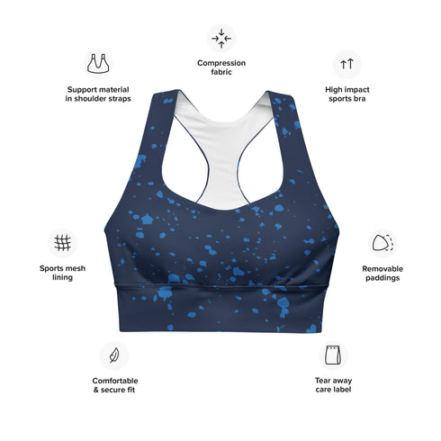 Knottytails Blue Mahi-mahi Longline Sports Bra for Workouts - Ultimate Support and Comfort
