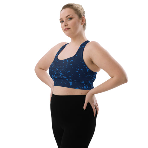 Knottytails Blue Mahi-mahi Longline Sports Bra for Workouts - Ultimate Support and Comfort