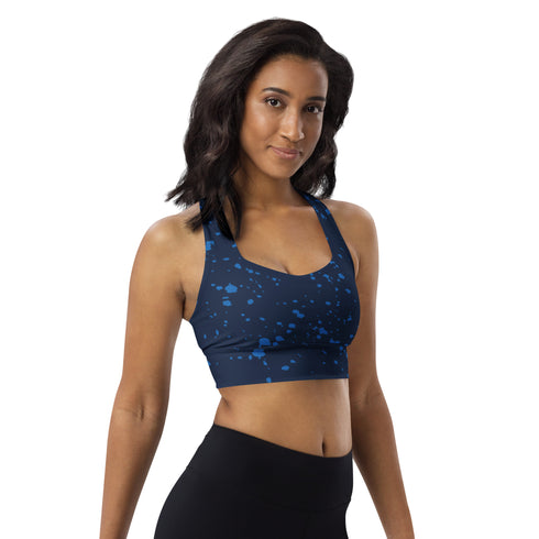 Knottytails Blue Mahi-mahi Longline Sports Bra for Workouts - Ultimate Support and Comfort