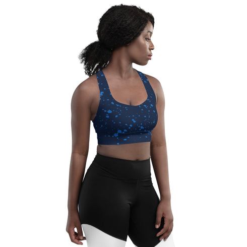 Knottytails Blue Mahi-mahi Longline Sports Bra for Workouts - Ultimate Support and Comfort