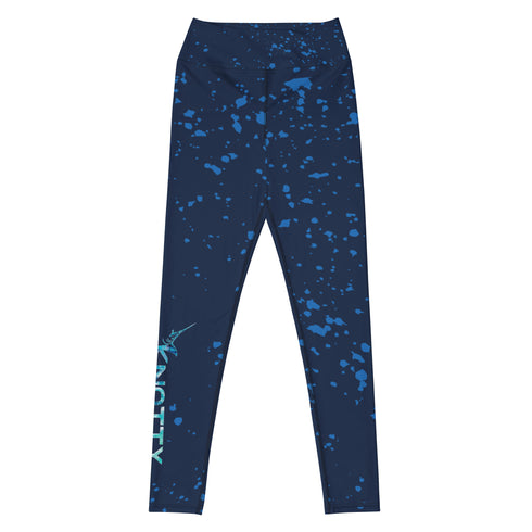 Blue Mahi Mahi Leggings for Yoga and Workout Performance with Four-Way Stretch