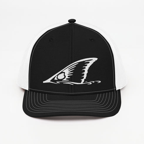 White Redfish Tail Embroidered Trucker Cap for Outdoor Style - Adjustable Comfort and Classic Fit