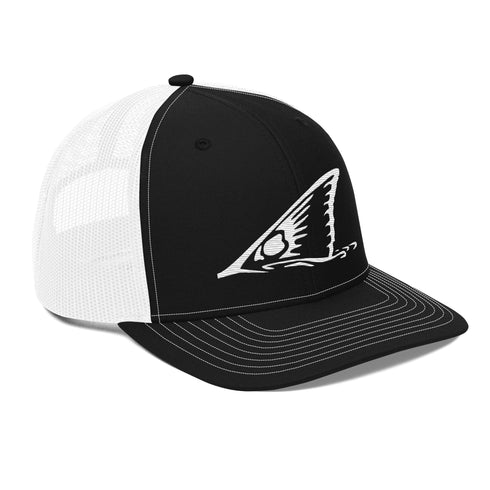 White Redfish Tail Embroidered Trucker Cap for Outdoor Style - Adjustable Comfort and Classic Fit