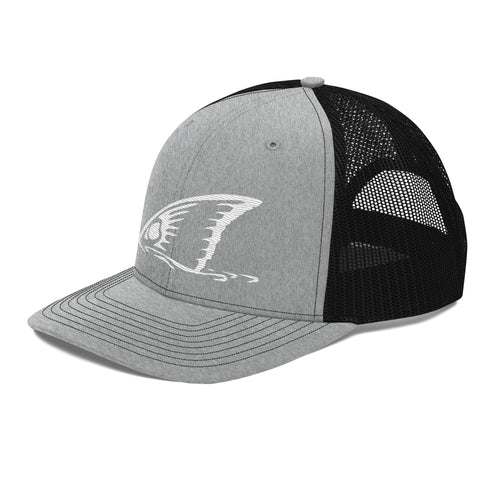 White Redfish Tail Embroidered Trucker Cap for Outdoor Style - Adjustable Comfort and Classic Fit