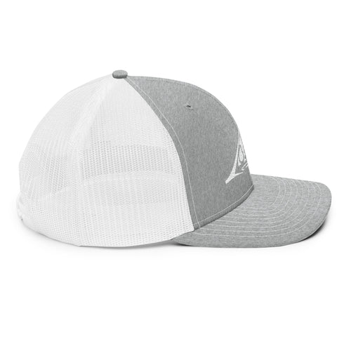 White Redfish Tail Embroidered Trucker Cap for Outdoor Style - Adjustable Comfort and Classic Fit