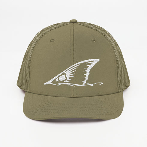 White Redfish Tail Embroidered Trucker Cap for Outdoor Style - Adjustable Comfort and Classic Fit