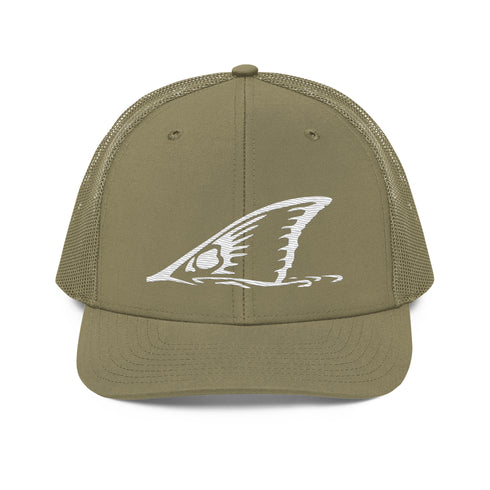 White Redfish Tail Embroidered Trucker Cap for Outdoor Style - Adjustable Comfort and Classic Fit