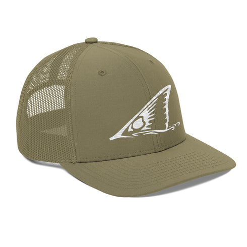White Redfish Tail Embroidered Trucker Cap for Outdoor Style - Adjustable Comfort and Classic Fit
