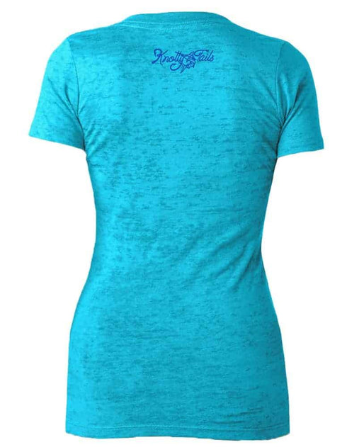 Women's Redfish in grass V-neck Burnout Tee - KnottyTails